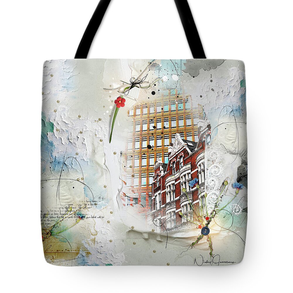 London Tote Bag featuring the digital art Old and New - High Holborn by Nicky Jameson