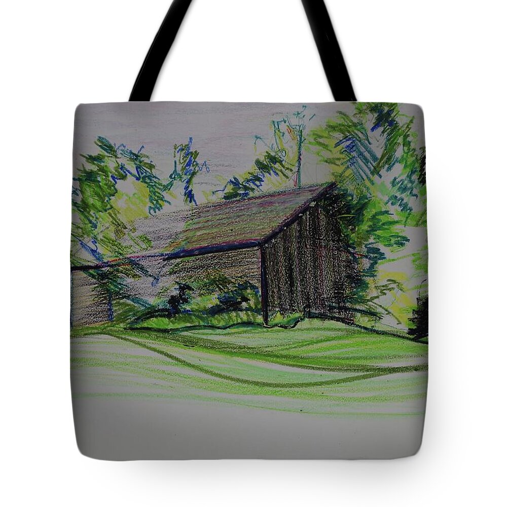 Plein Air Tote Bag featuring the pastel Old Barn At Wason Pond by Sean Connolly