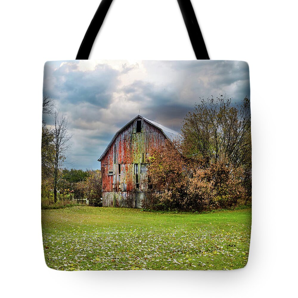 Northernmichigan Tote Bag featuring the photograph Old Barn In Metamora DSC_0720 by Michael Thomas