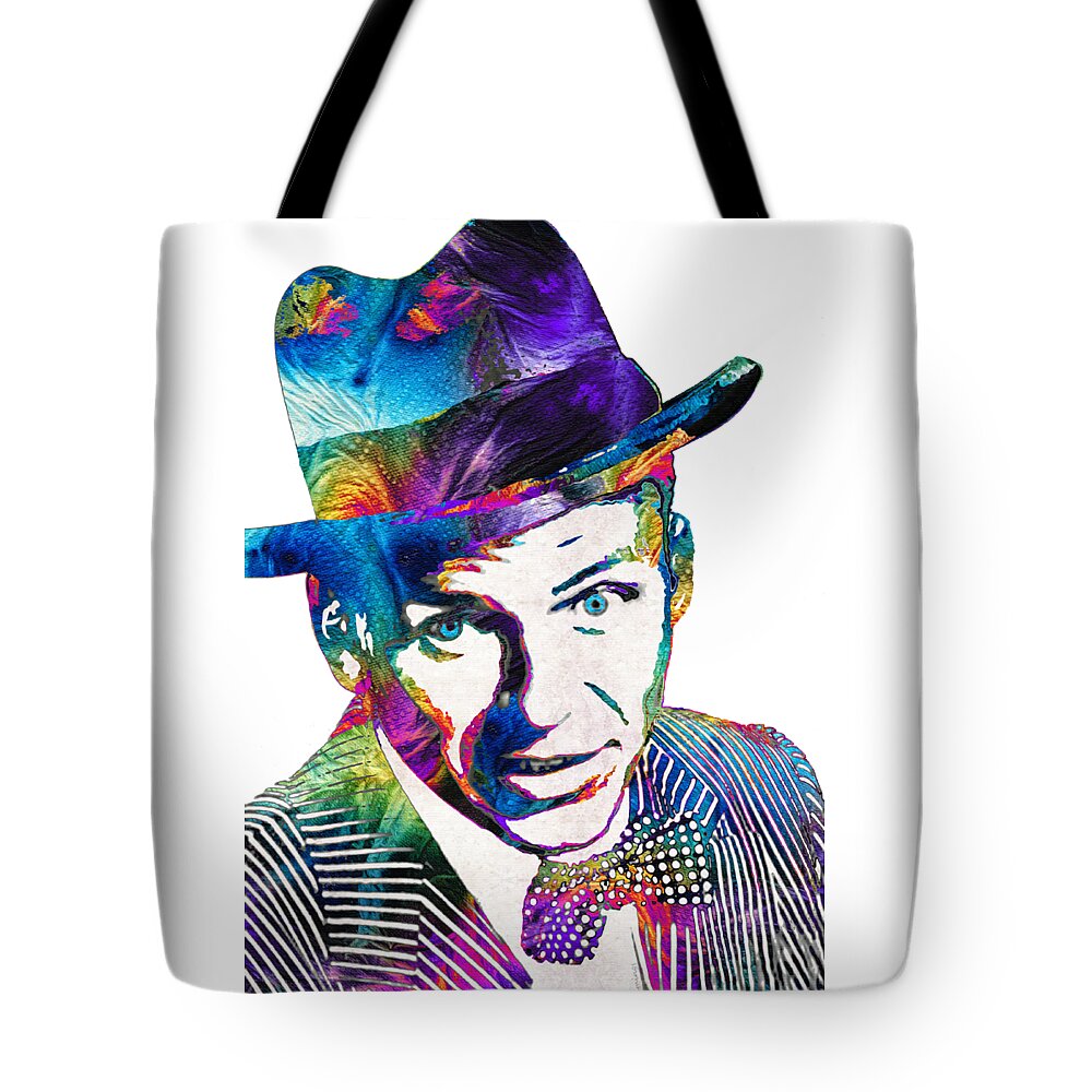 Frank Sinatra Tote Bag featuring the painting Old Blue Eyes - Frank Sinatra Tribute by Sharon Cummings