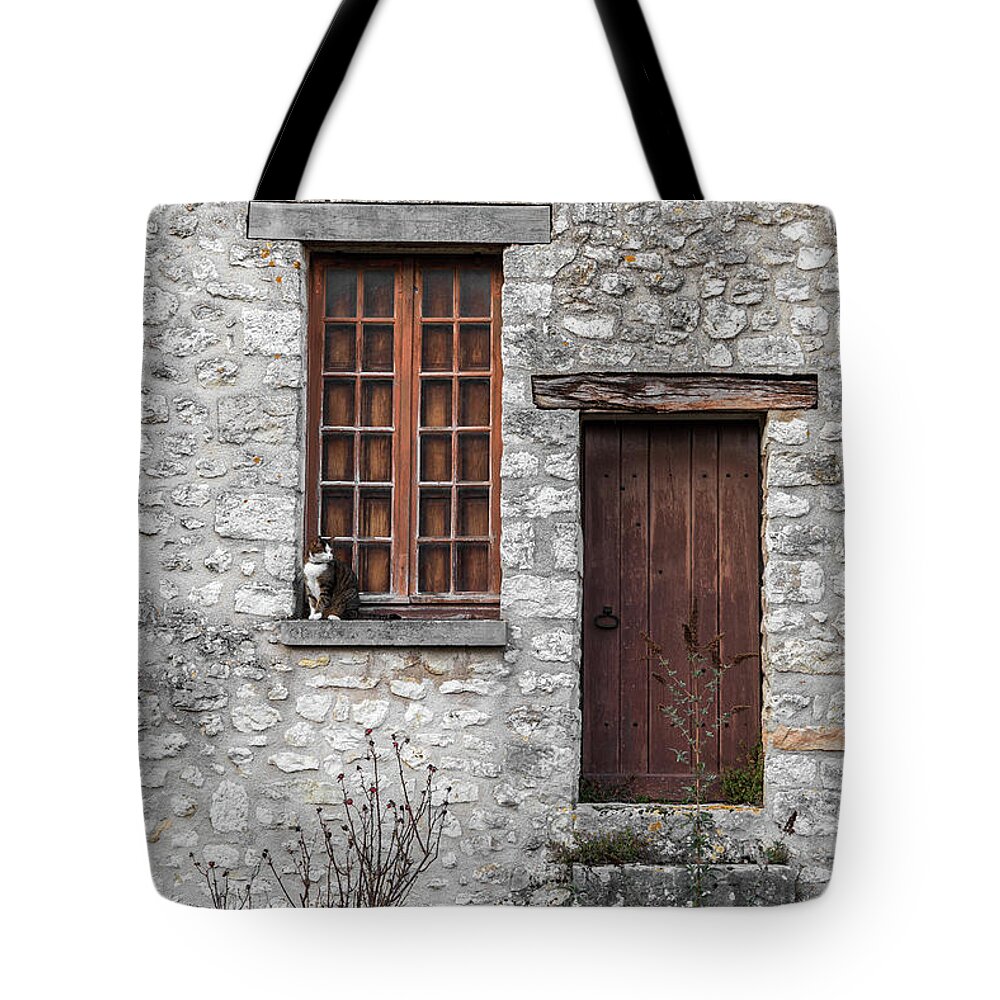 Home Tote Bag featuring the photograph Old building with cat on window sill by Fabiano Di Paolo
