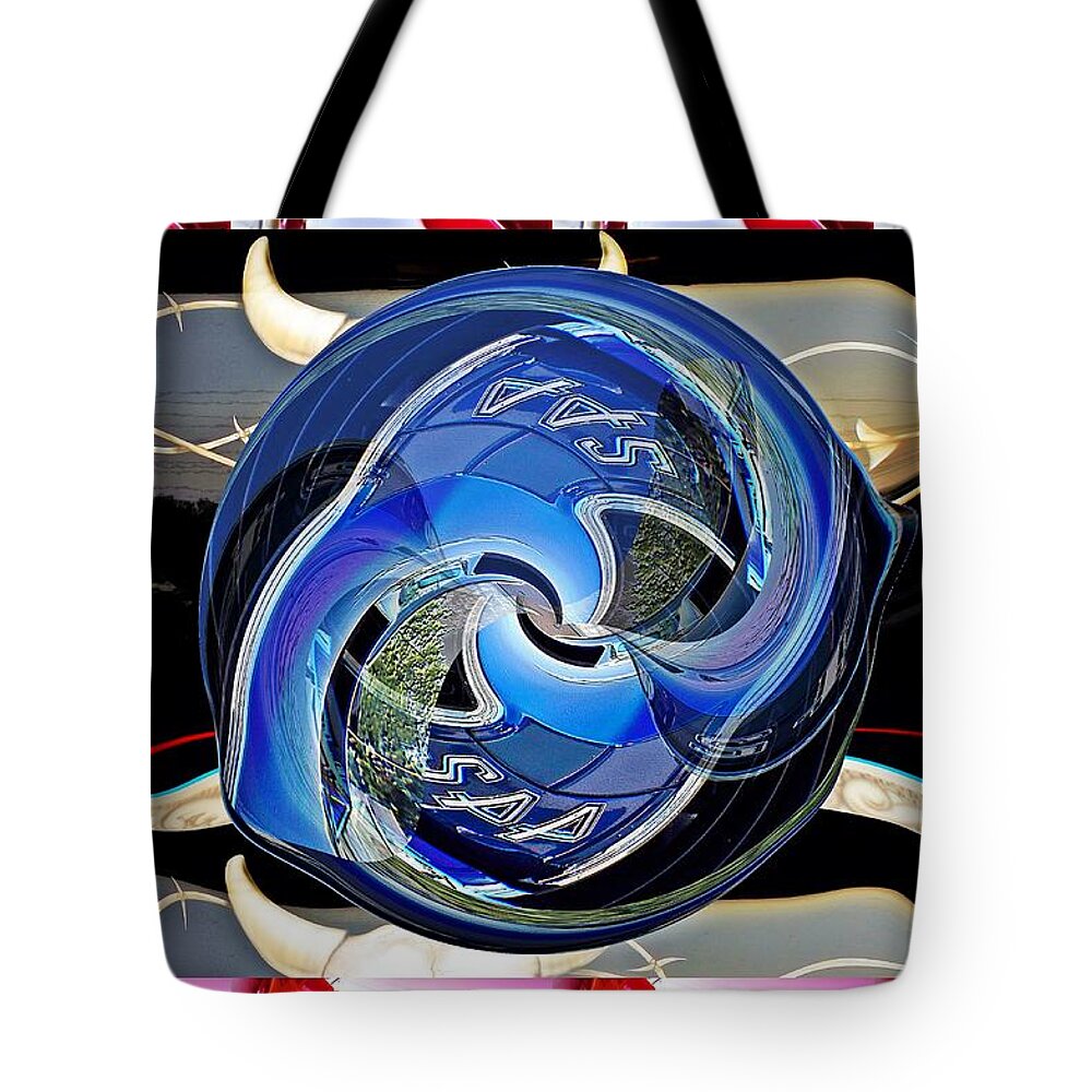 Car Tote Bag featuring the digital art Old car 442 cylinder and little planet as art by Karl Rose