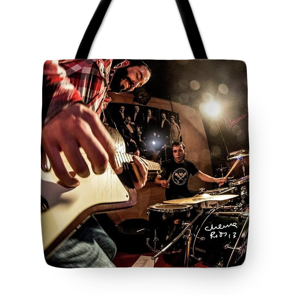 Band Music Stage Guitar Tote Bag featuring the photograph OLD CAT'S cradle Carrboro NC by Kasey Jones