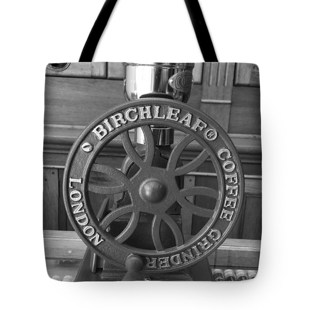 All Tote Bag featuring the digital art Old Coffee Grinder Black and White KN64 by Art Inspirity