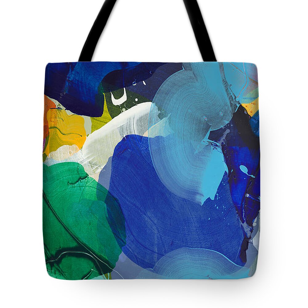 Abstract Tote Bag featuring the painting Old Dog, New Tricks by Claire Desjardins