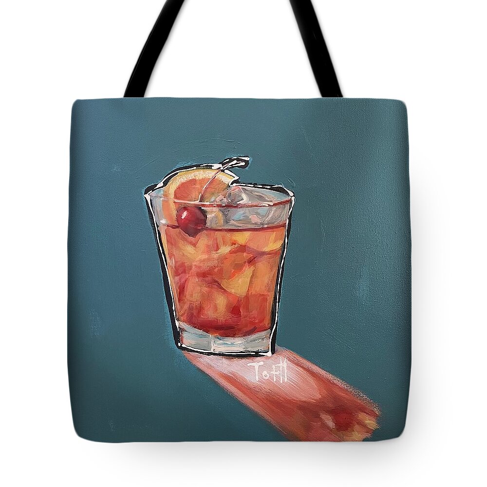 Cocktail Tote Bag featuring the painting Old Fashioned by Laura Toth