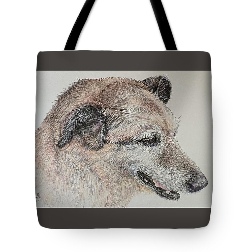 Old Dog Tote Bag featuring the drawing Old Friend by Ingrid Lindberg