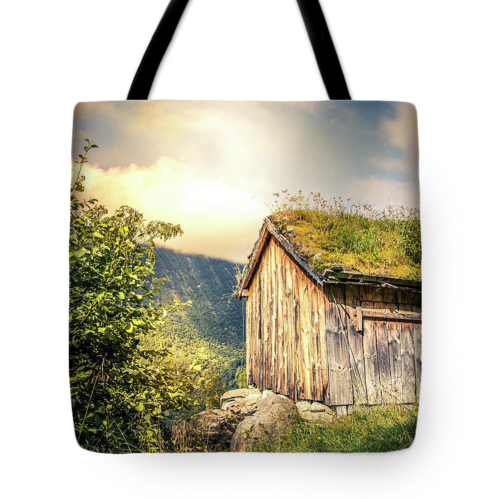 Old Tote Bag featuring the photograph Old Mountain Cabin by Nicklas Gustafsson