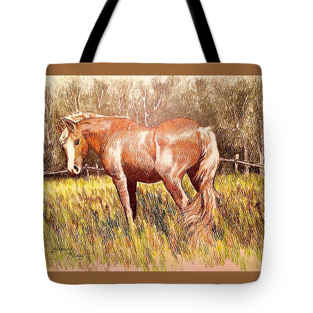 Horse Tote Bag featuring the drawing Old Pal by Yvonne Blasy