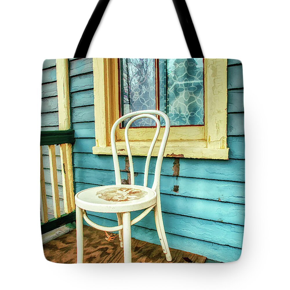 Ocean Grove Tote Bag featuring the photograph Old Porch In Autumn by Gary Slawsky