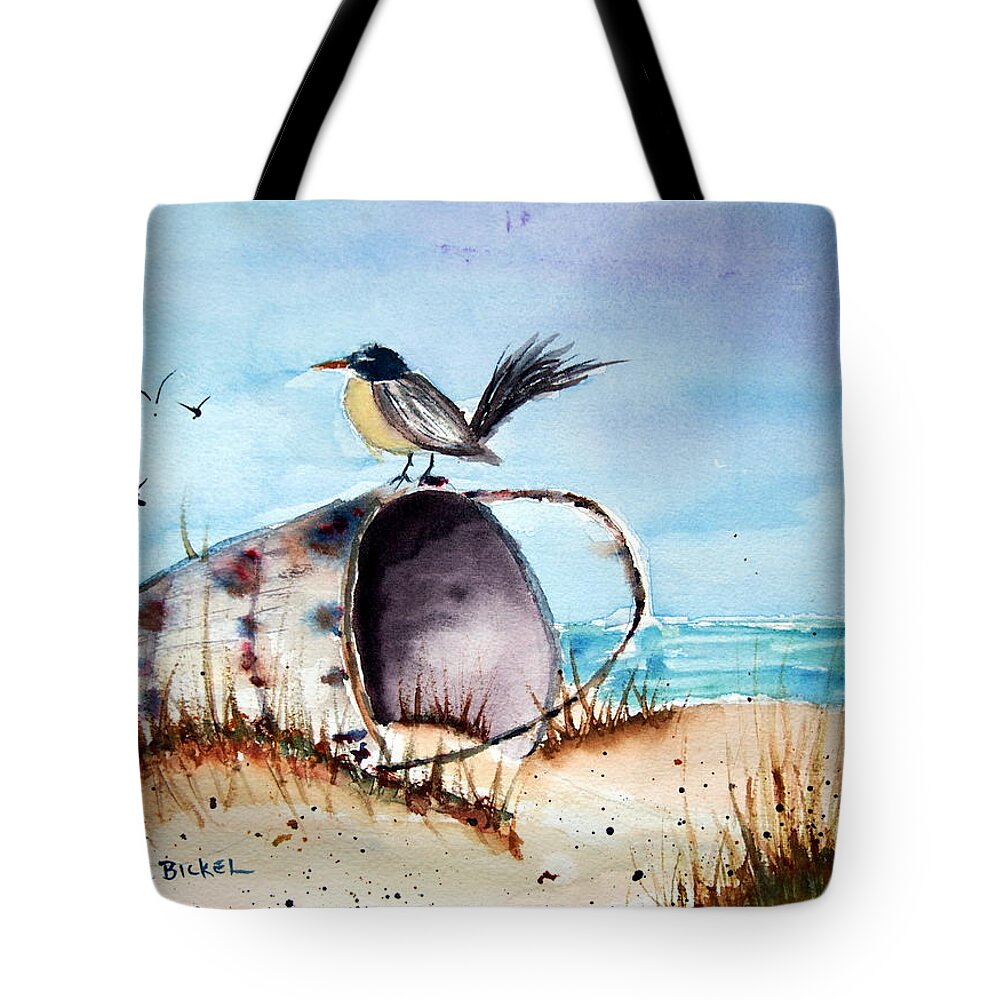 Bird Tote Bag featuring the painting Old Sand Bucket by Jacquelin Bickel