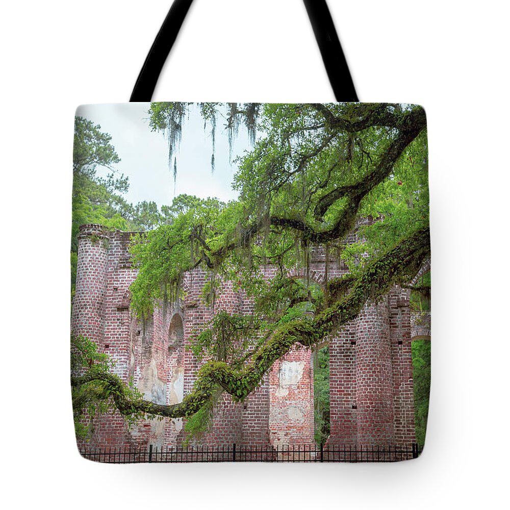 Yemassee Tote Bag featuring the photograph Old Sheldon Church Ruins 22 by Cindy Robinson