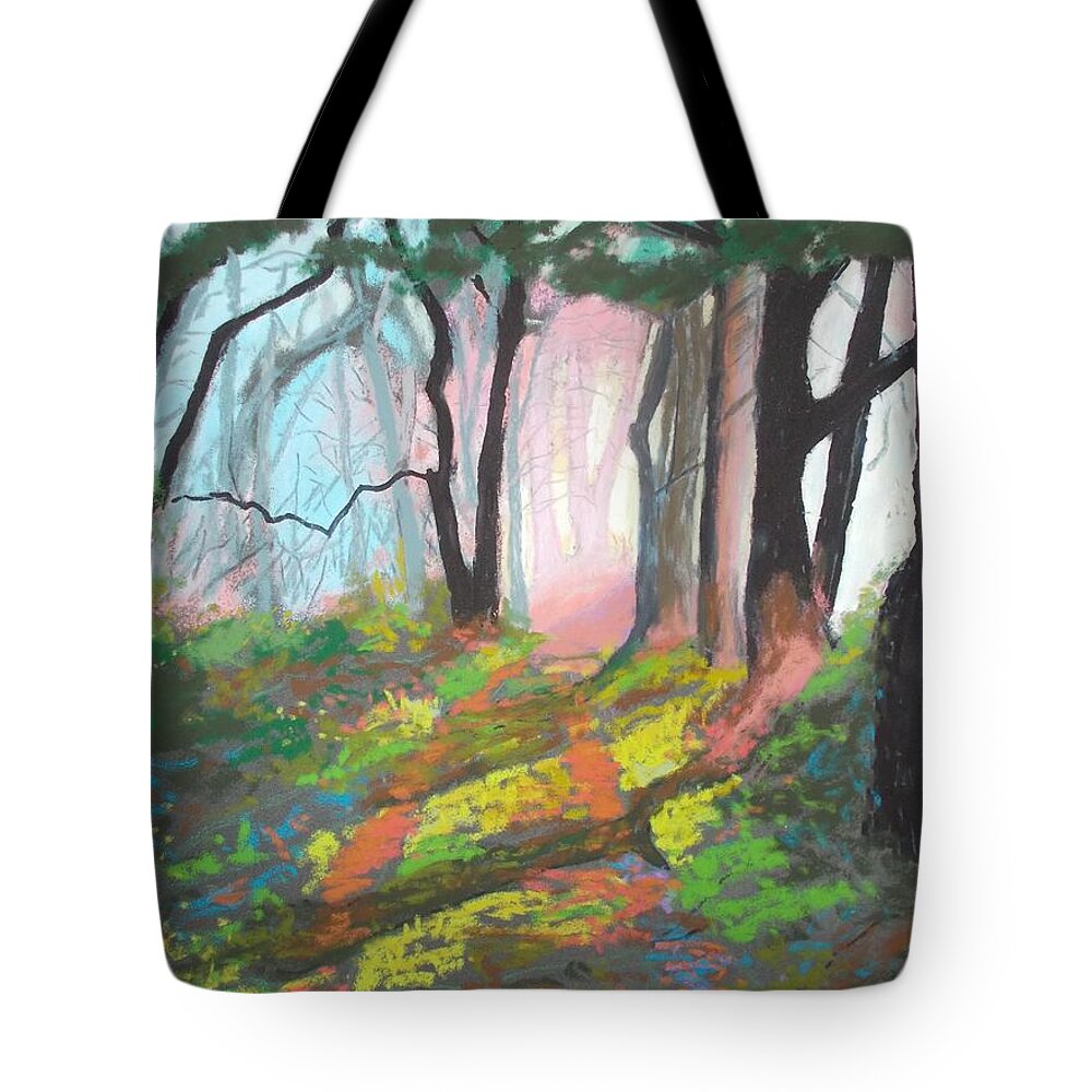 Pastels Tote Bag featuring the pastel Old Stagecoach Road by Rae Smith