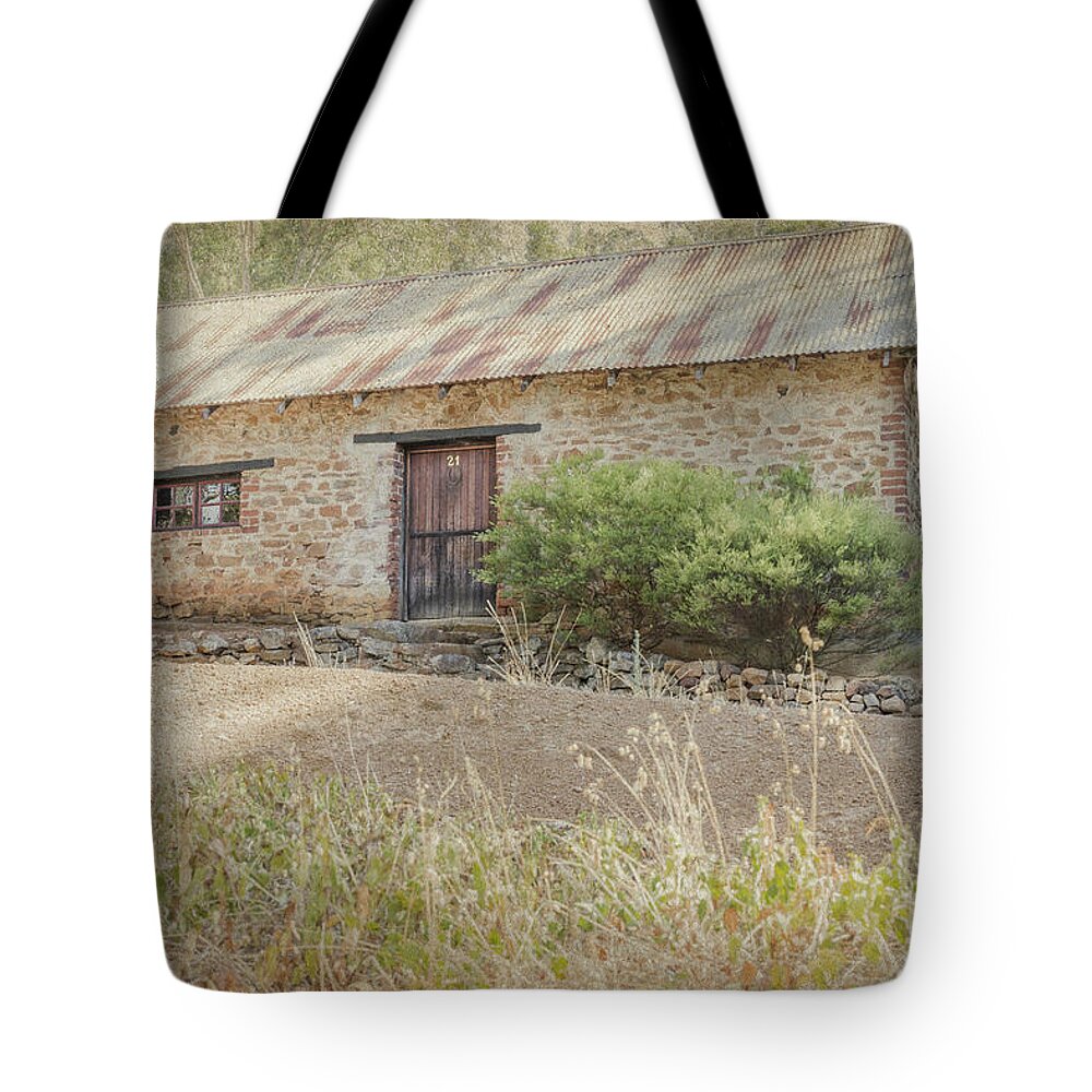 Stone Tote Bag featuring the photograph Old Stone Cottage by Elaine Teague