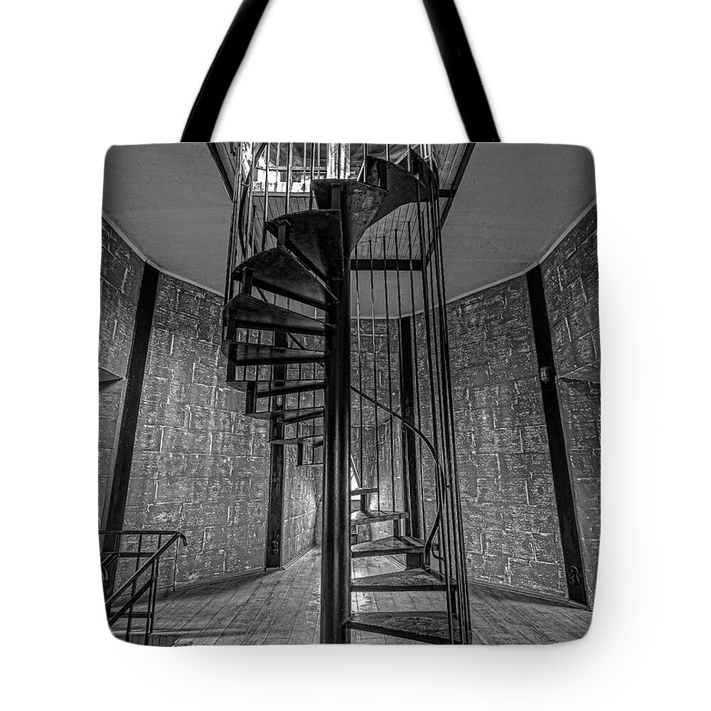 Staircase Tote Bag featuring the photograph Old tower. Mariupol. Staircase by Anna Rumiantseva