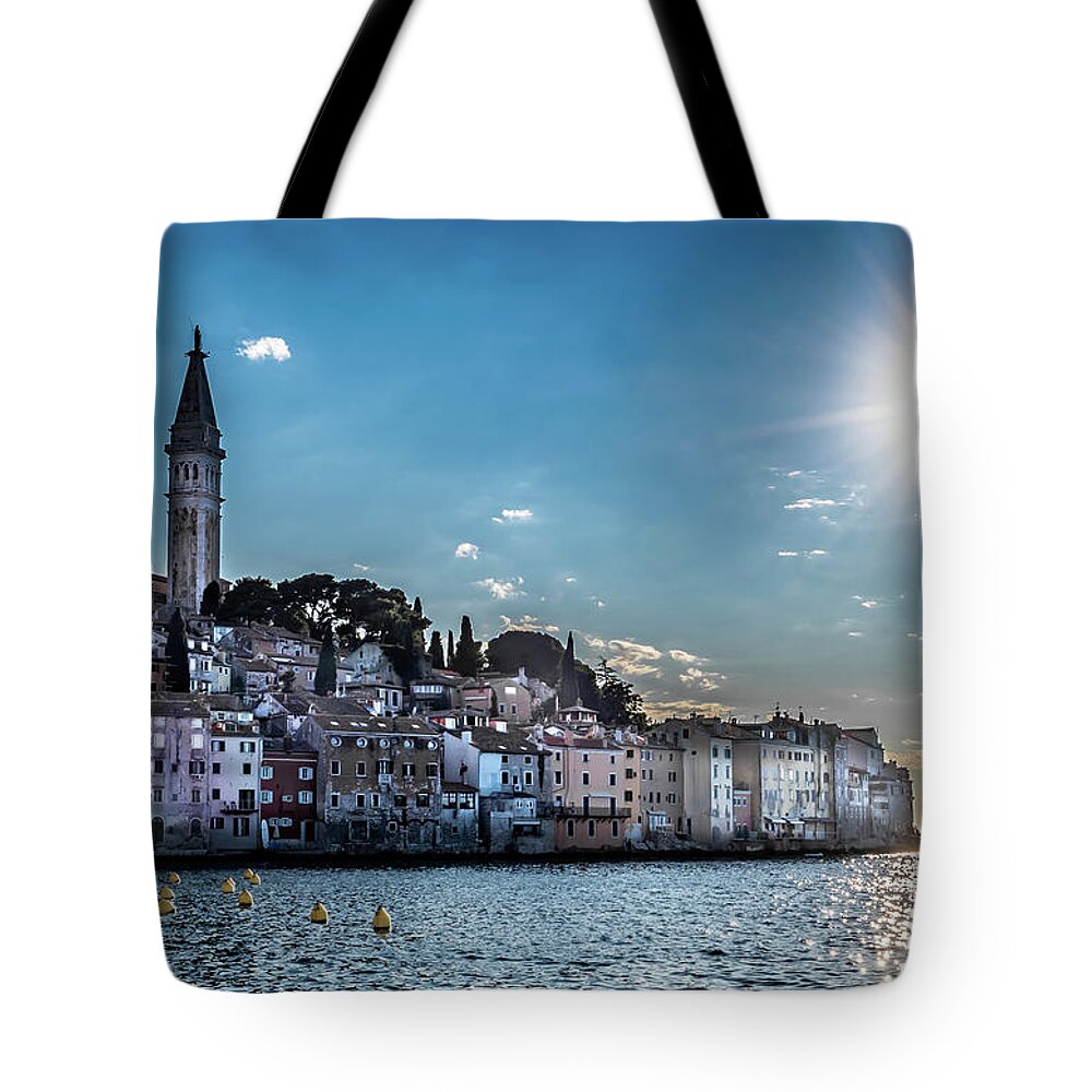 Croatia Tote Bag featuring the photograph Old Town Of The City Of Rovinj In Croatia by Andreas Berthold