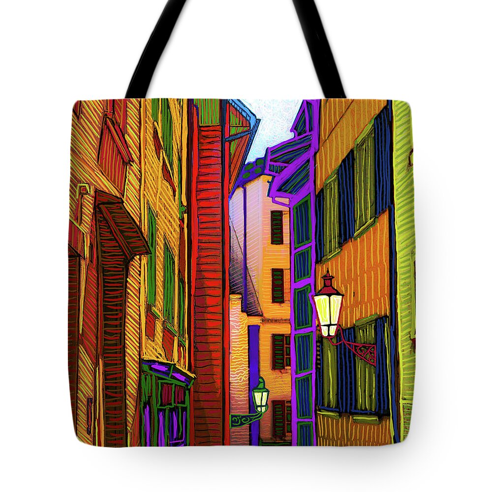 Switzerland Tote Bag featuring the painting Old Town Zurich by Rod Whyte