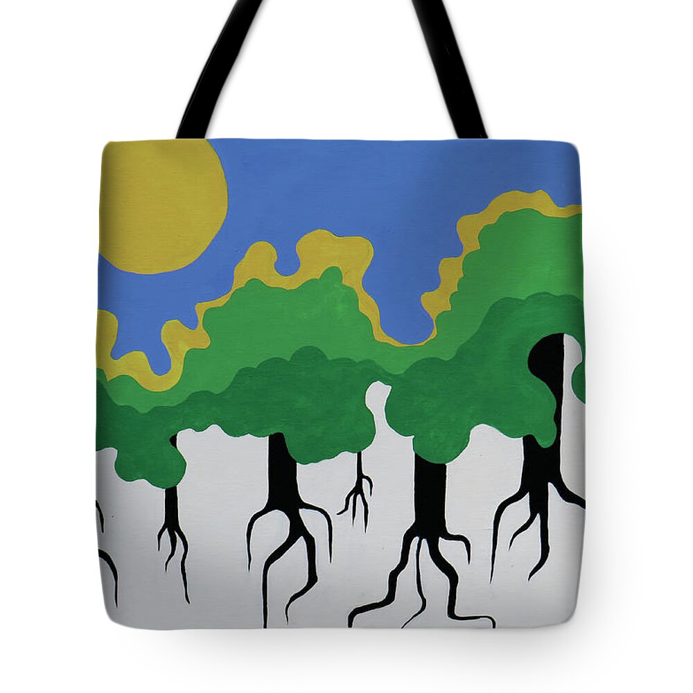Trees Tote Bag featuring the painting Old Trees by Ted Clifton