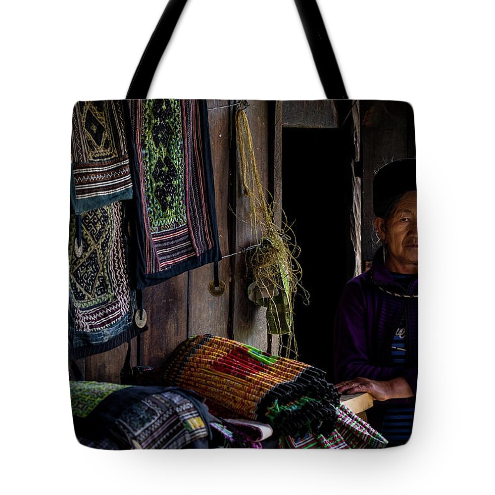 Black Tote Bag featuring the photograph Old Vietnamese of Lao Chai by Arj Munoz