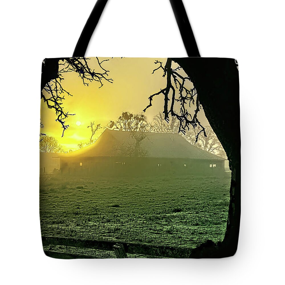 Barn Tote Bag featuring the photograph Old West Sunrise by Dan McGeorge