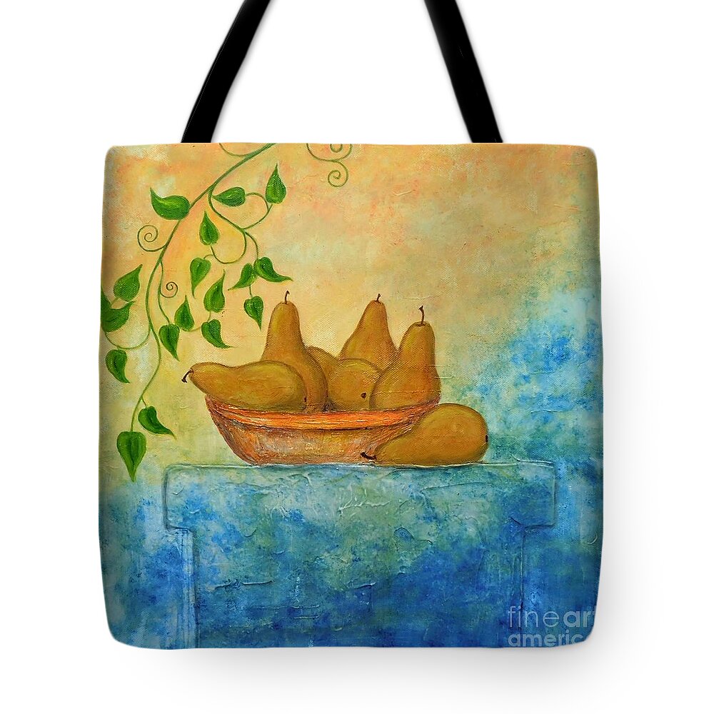Pears Tote Bag featuring the painting Old World Pears Fresco by Irene Czys
