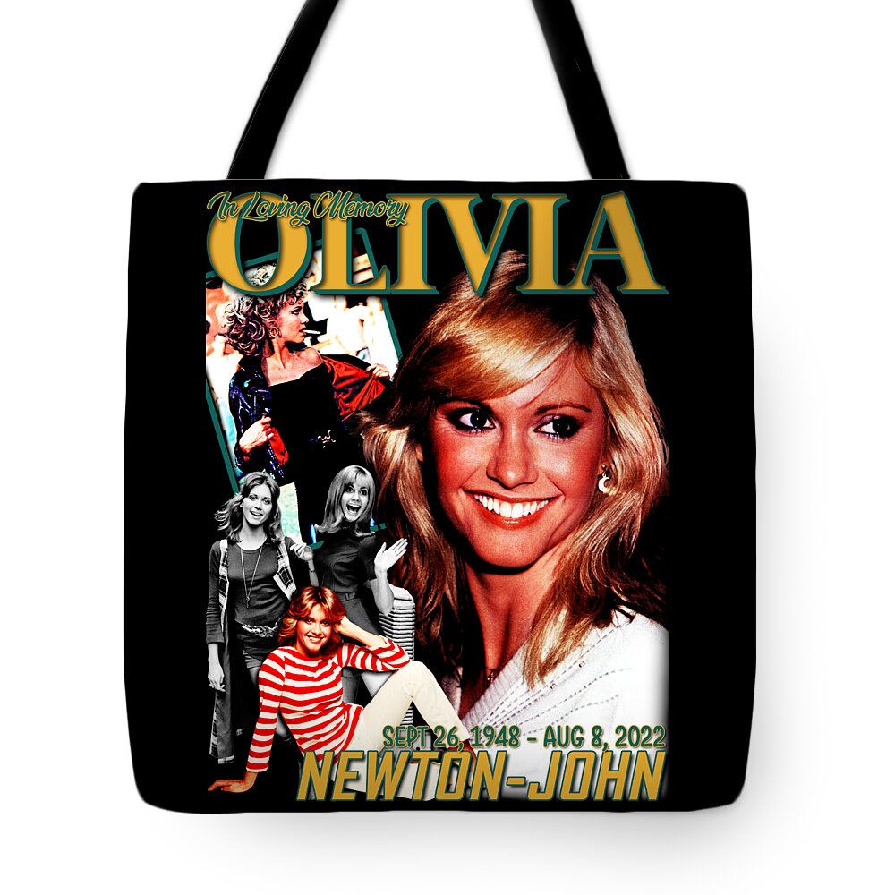 Olivia Newton-john Tote Bag featuring the digital art Olivia Newton-John In Loving Memory by Yuli Anggraeni