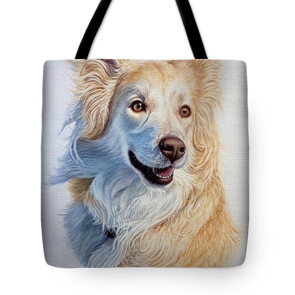 Dog Tote Bag featuring the painting Ollie by Mike Ivey