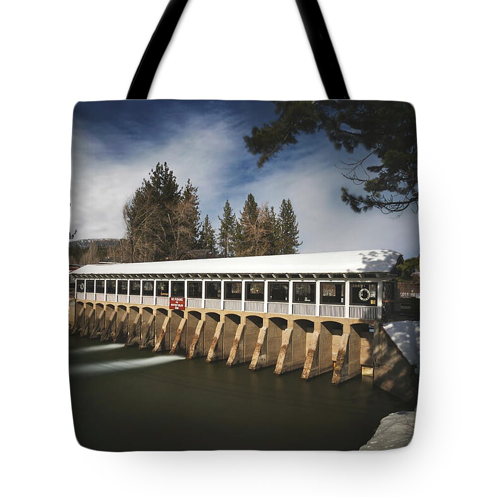 Lake Tahoe Dam Tote Bag featuring the photograph On a Lovely Winter Day by Laurie Search