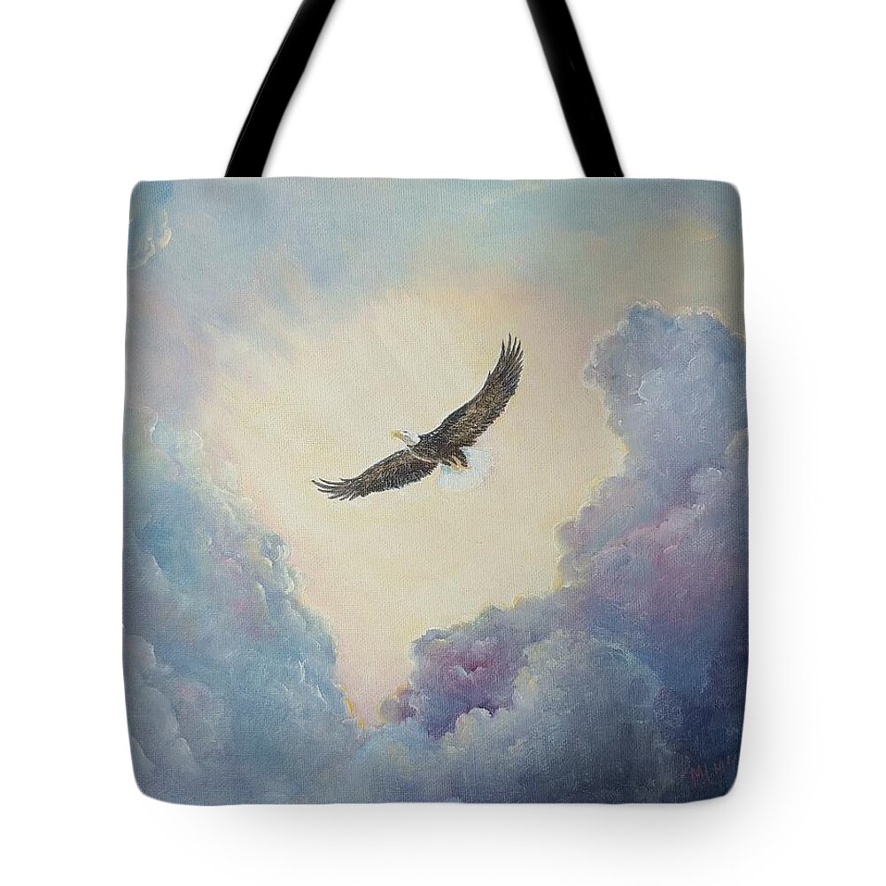 Eagles Tote Bag featuring the painting On Eagles' Wings by ML McCormick
