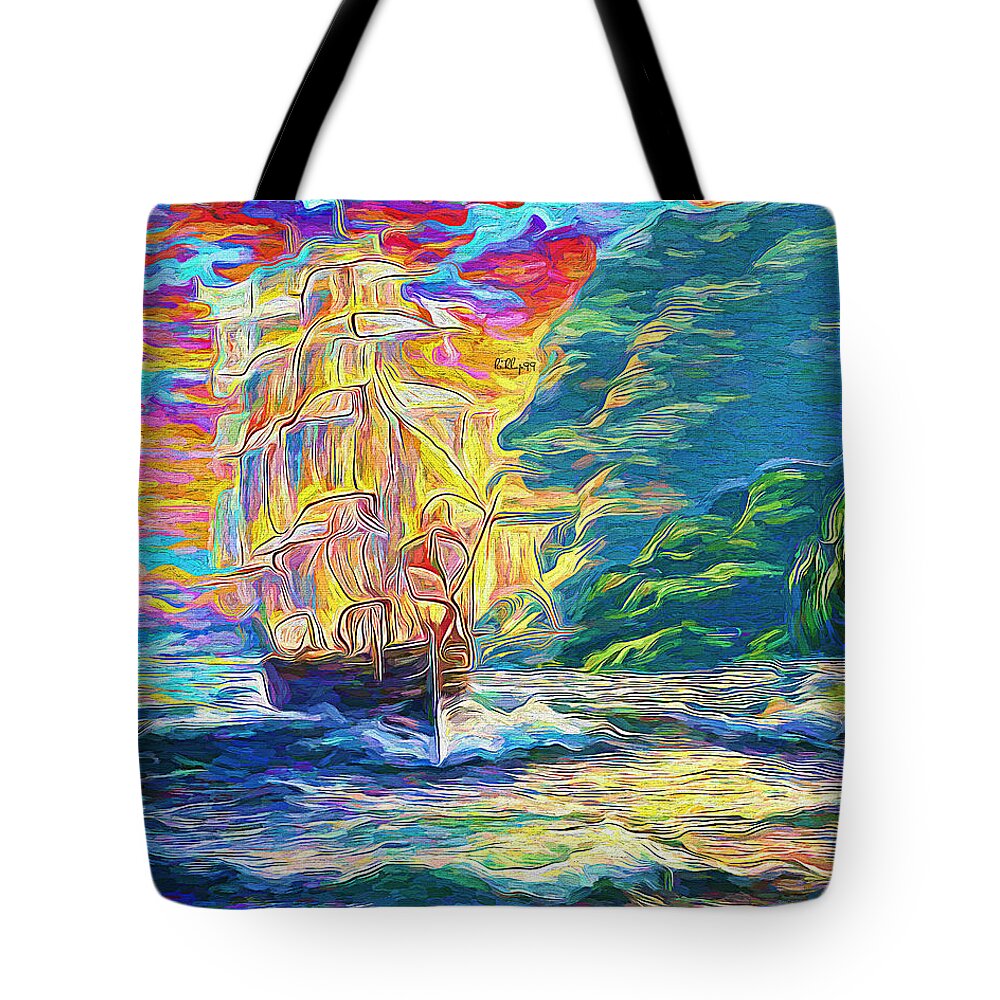 Paint Tote Bag featuring the painting On open see by Nenad Vasic