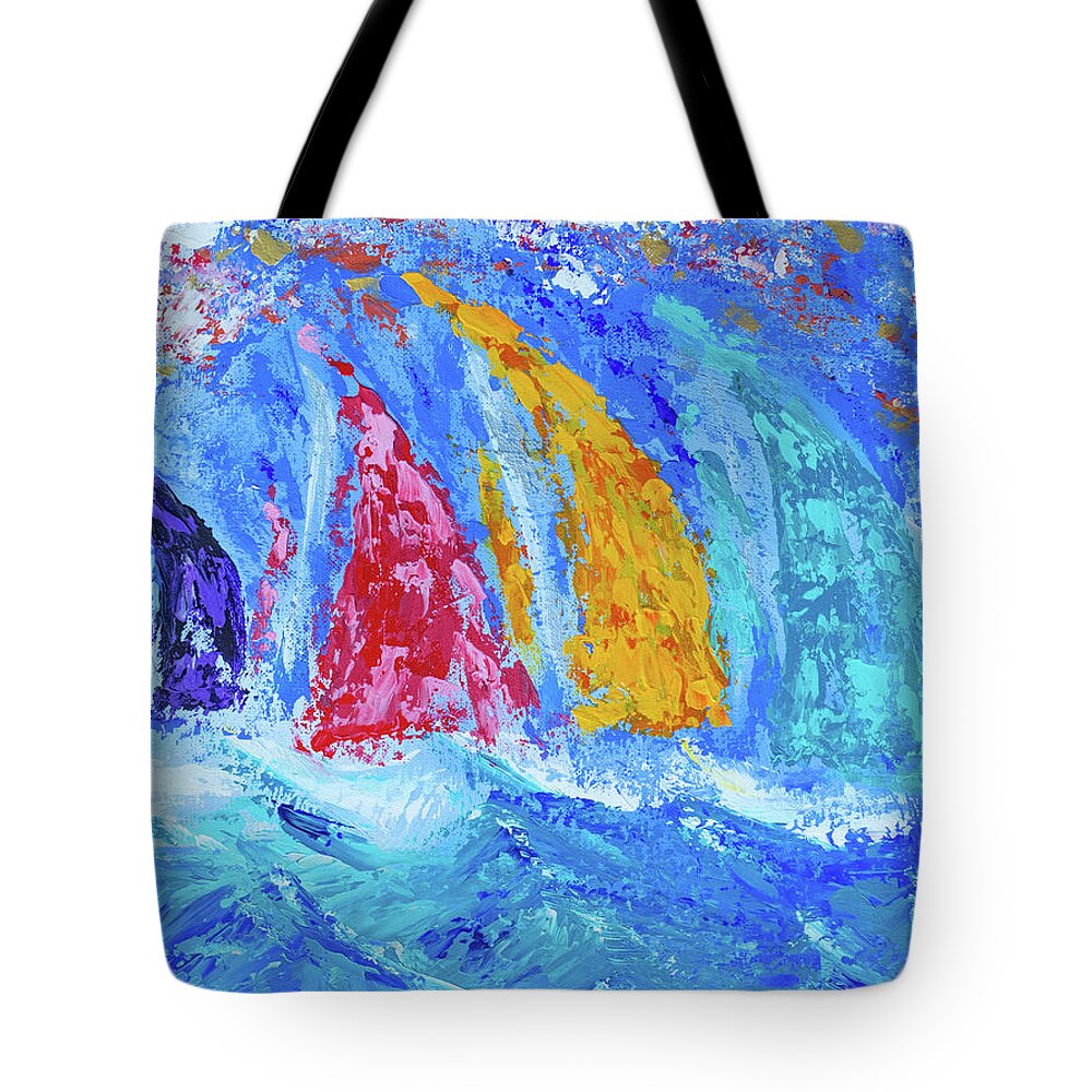 Ocean Tote Bag featuring the painting On the Breeze by Bonny Puckett