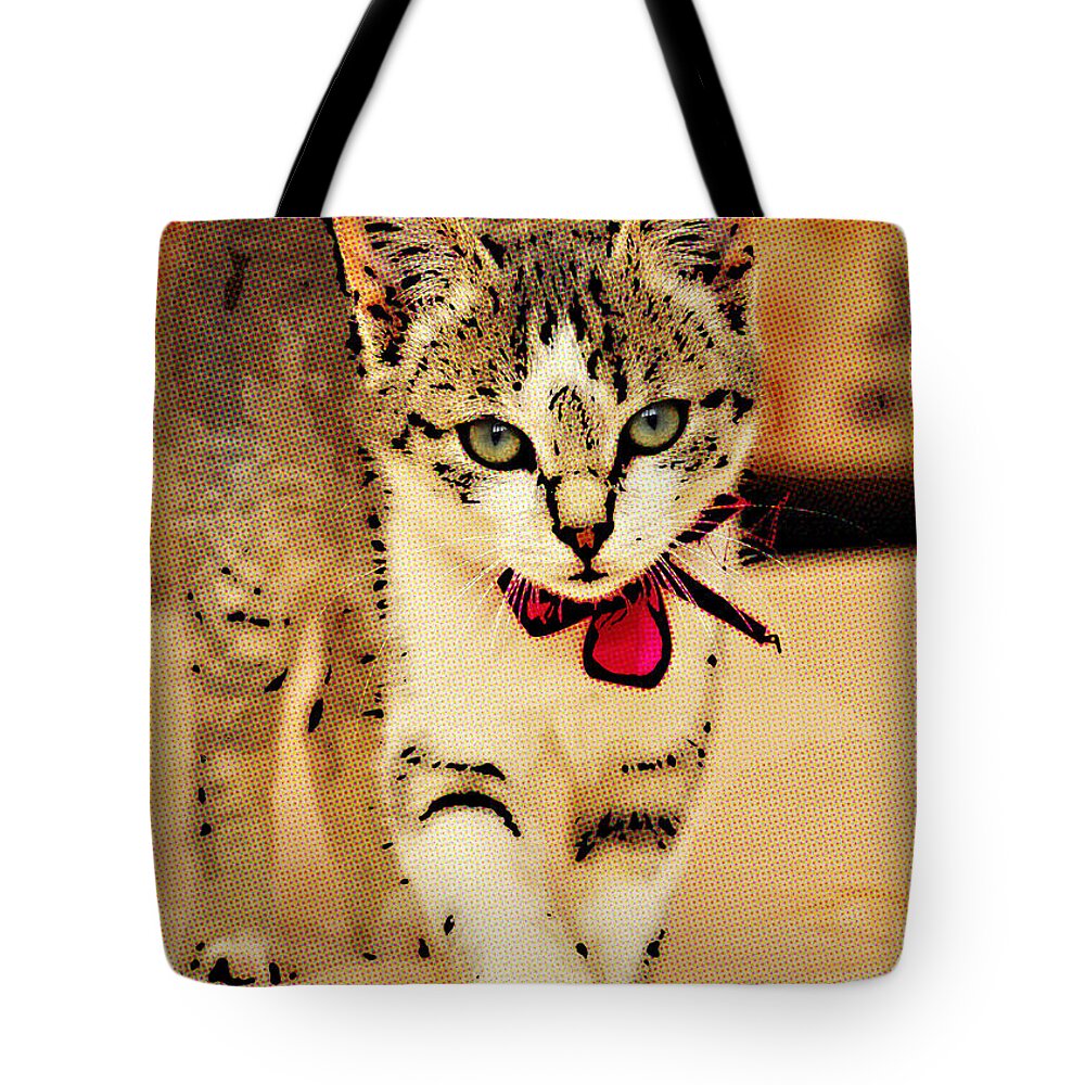 Tabby Tote Bag featuring the digital art On the Catwalk ... by Chris Armytage