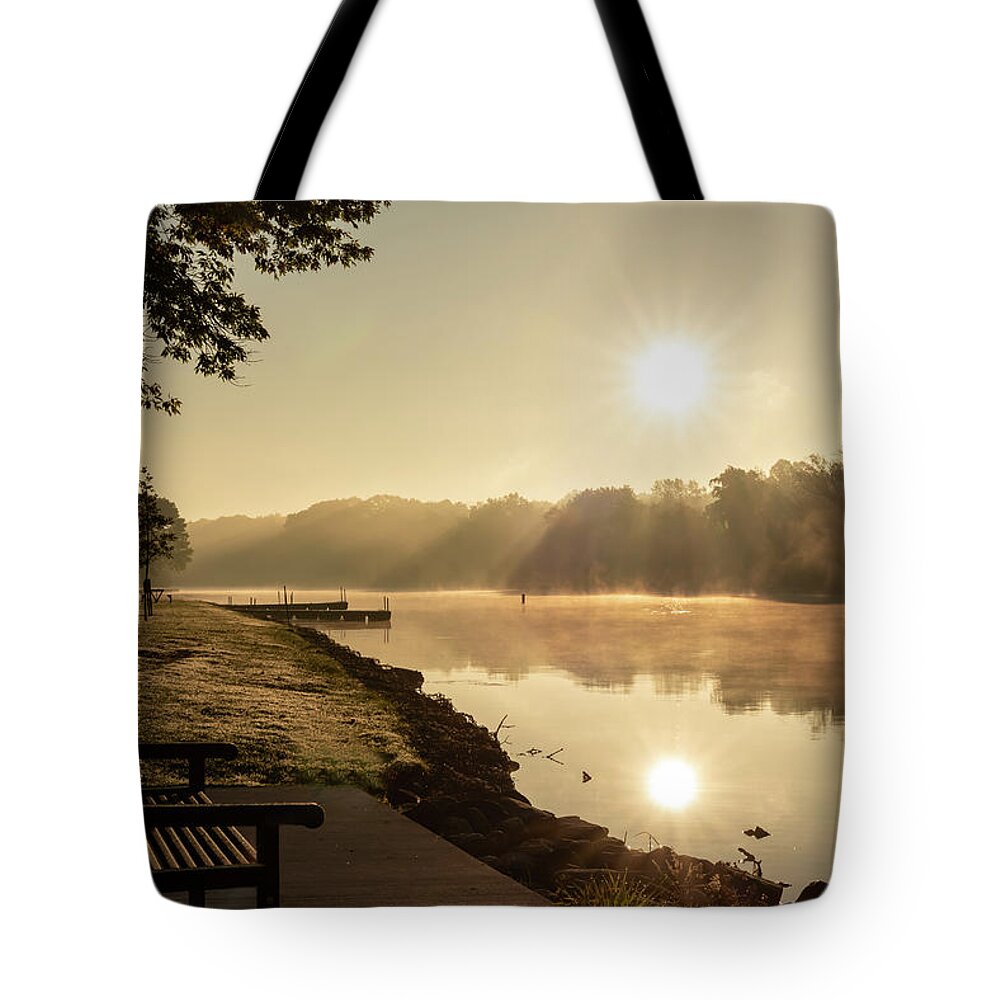 River Tote Bag featuring the photograph On the River by James Meyer