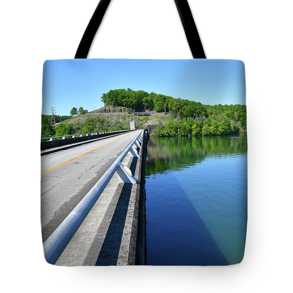 Norris Dam Tote Bag featuring the photograph On The Road 16 by Phil Perkins