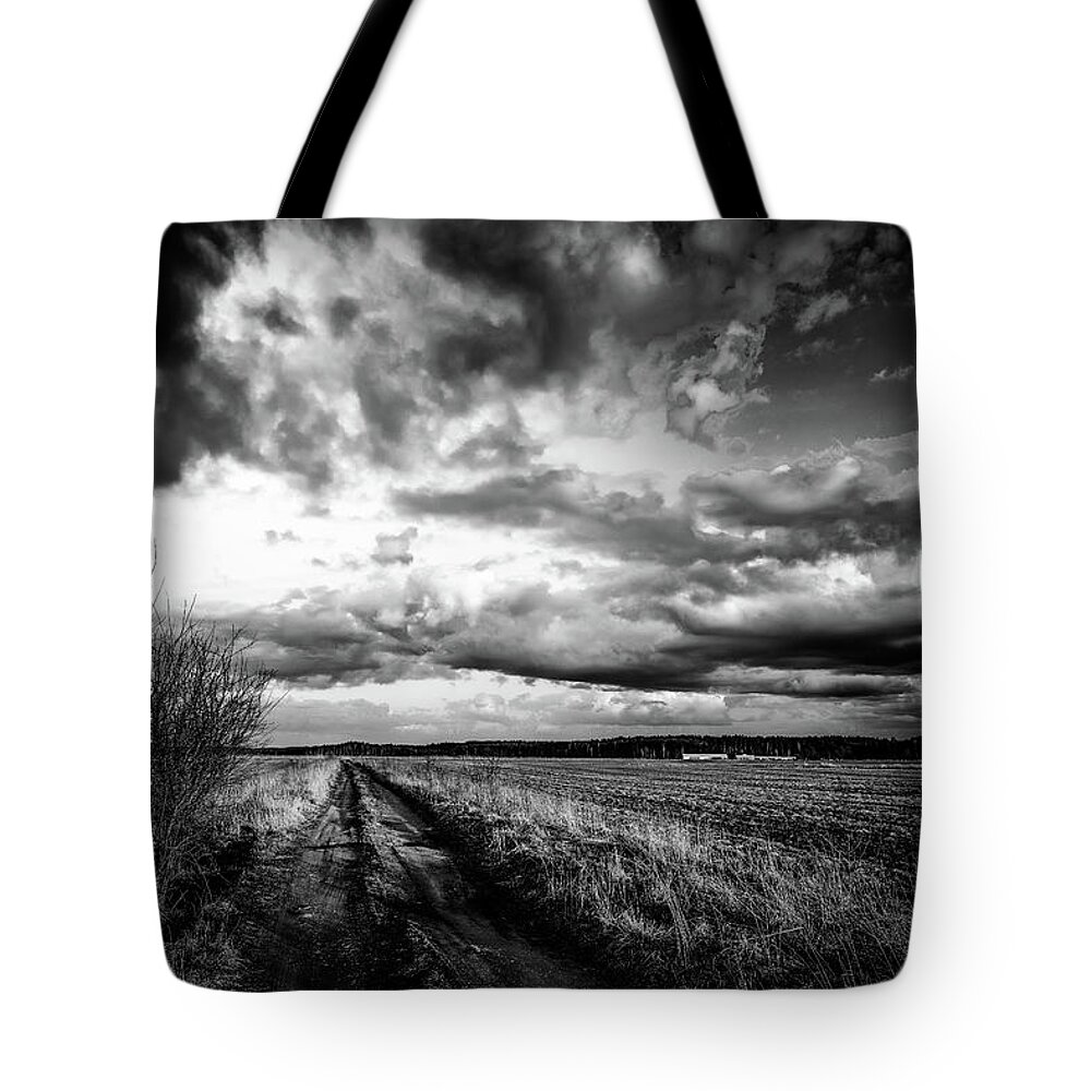 Road Tote Bag featuring the photograph On The Road Again LRBW by Michael Damiani