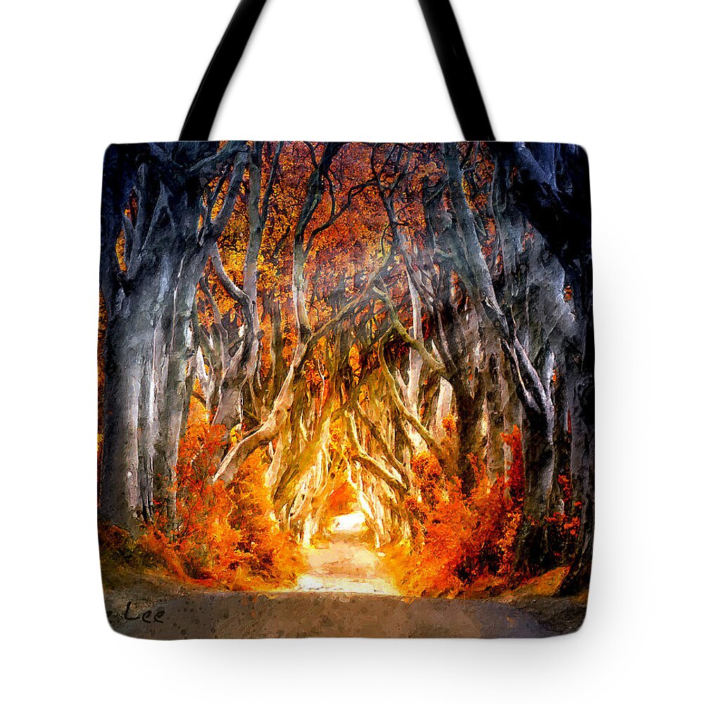 Road Tote Bag featuring the digital art On The Road To Fall by Dave Lee