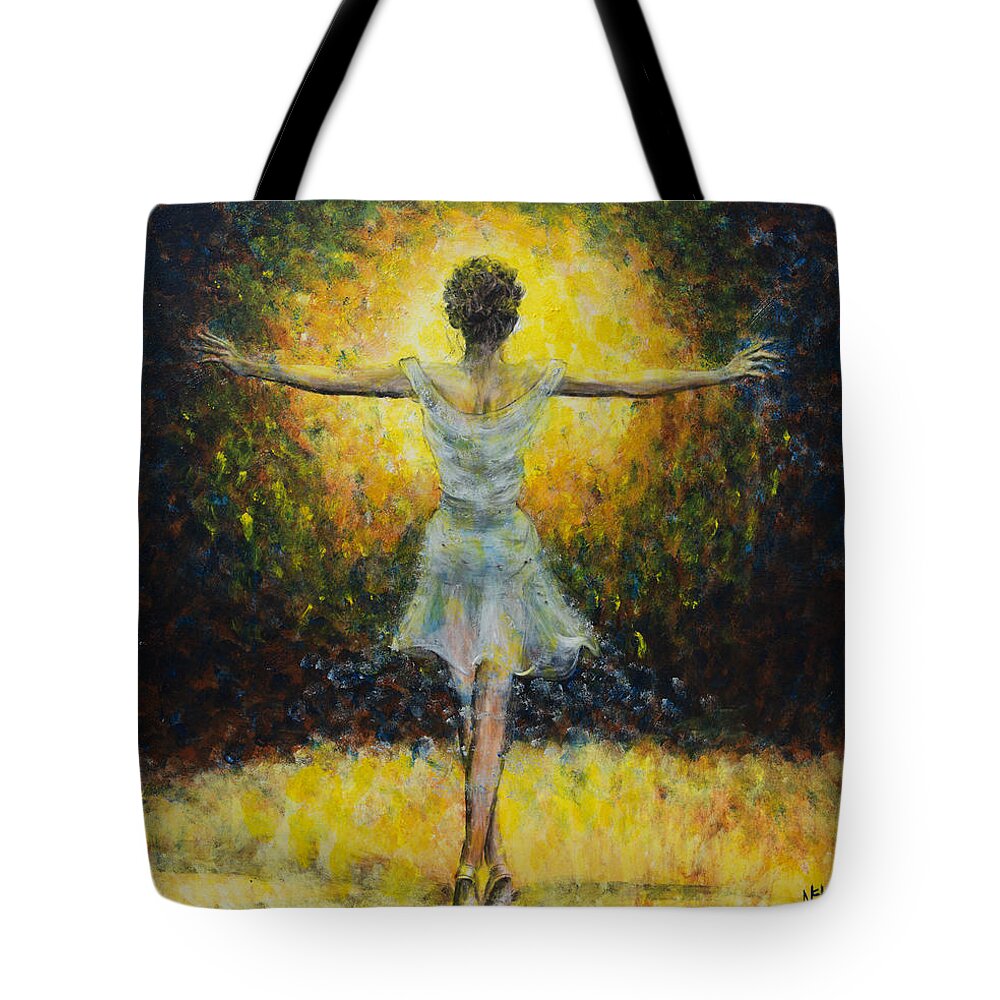 Dancer Tote Bag featuring the painting Once In A Lifetime by Nik Helbig