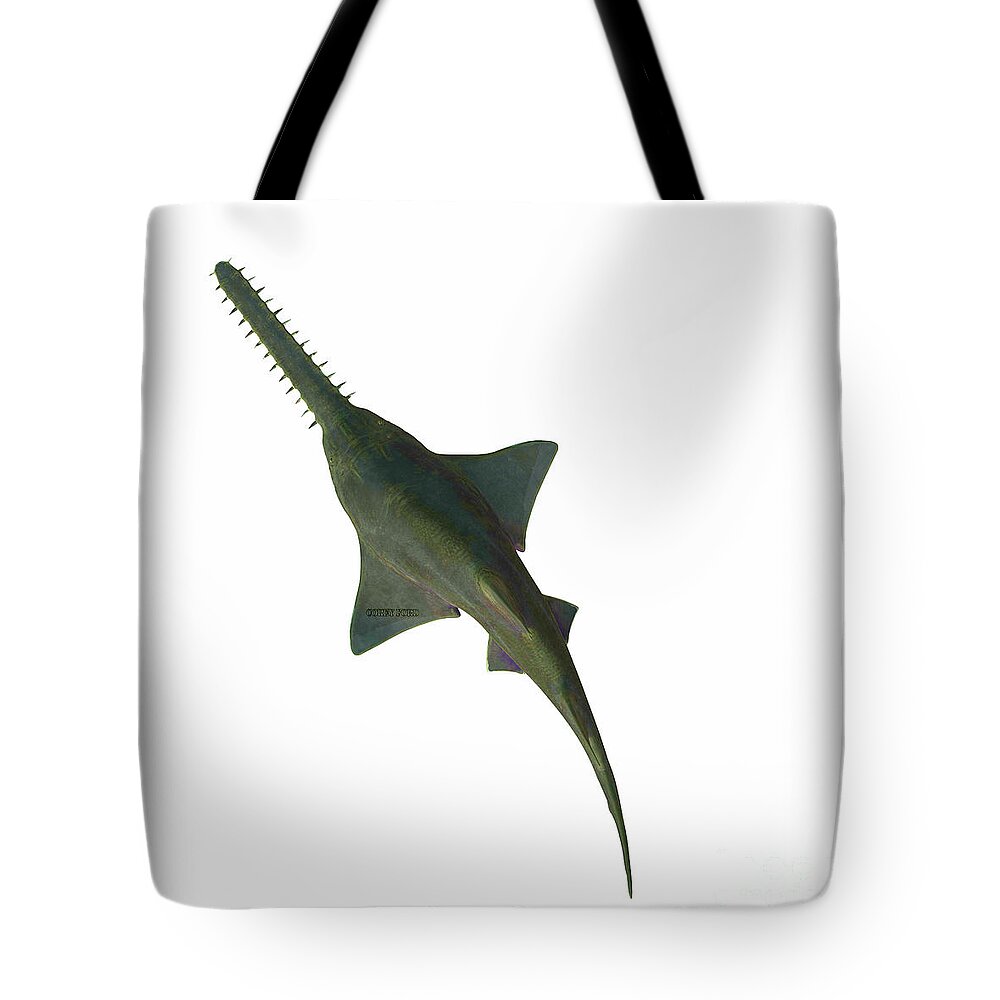 Onchopristis Sawfish Tote Bag featuring the digital art Onchopristis Sawfish Overview by Corey Ford