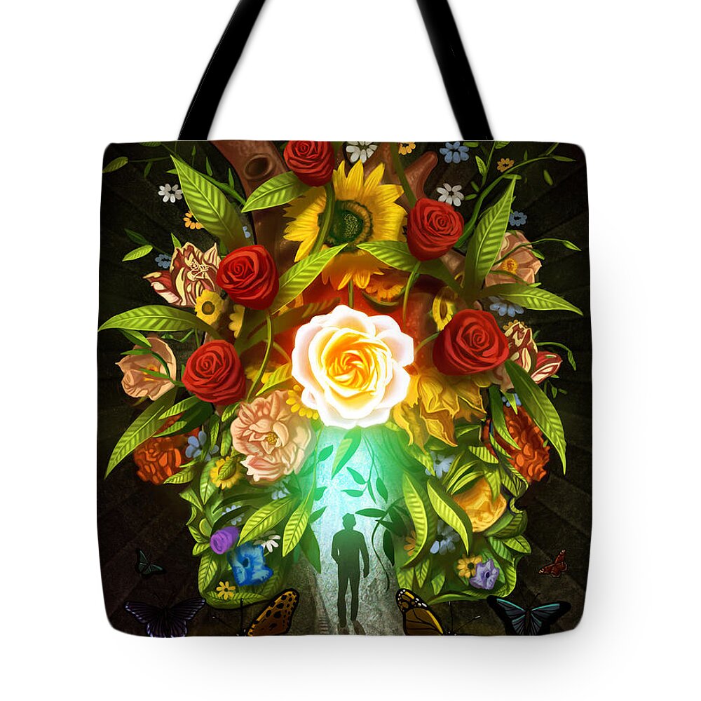 Paranormal Tote Bag featuring the digital art One Heart that Beats for Two by Robert Ross