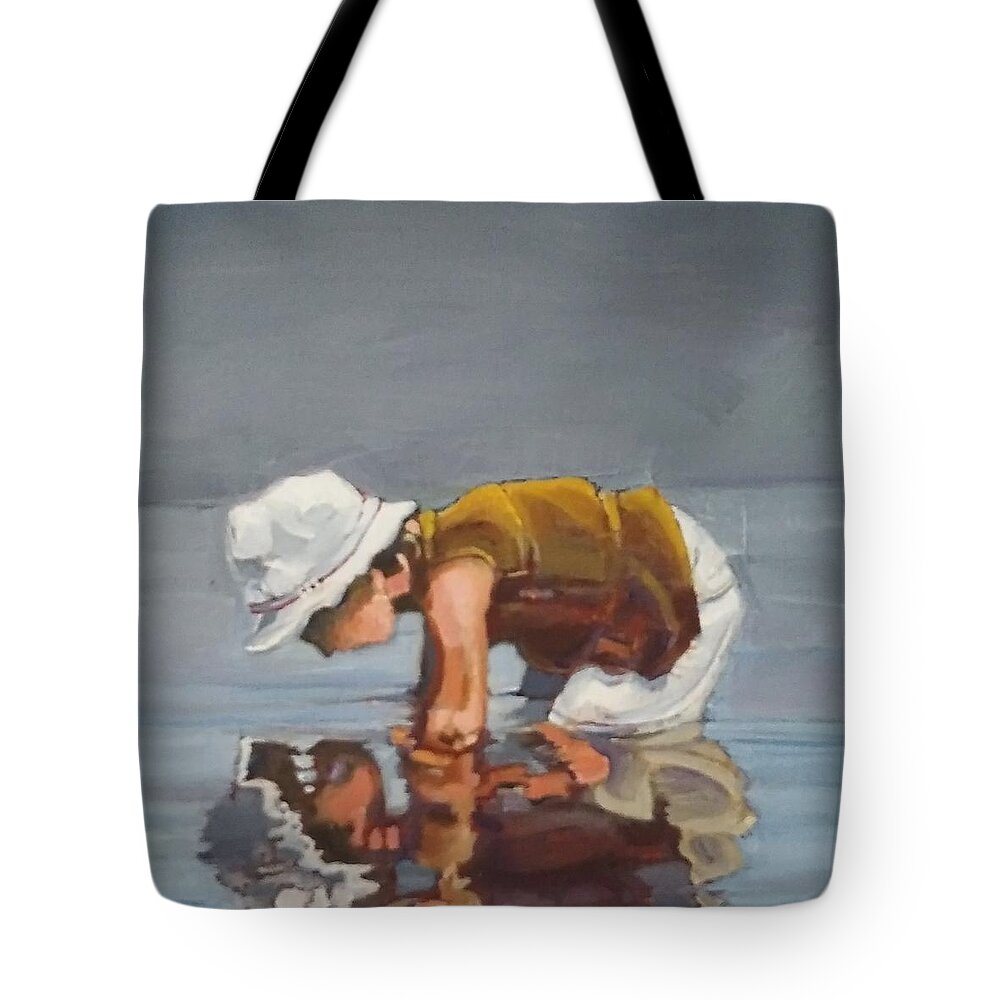 Girl Tote Bag featuring the painting One Last Look by Jean Cormier