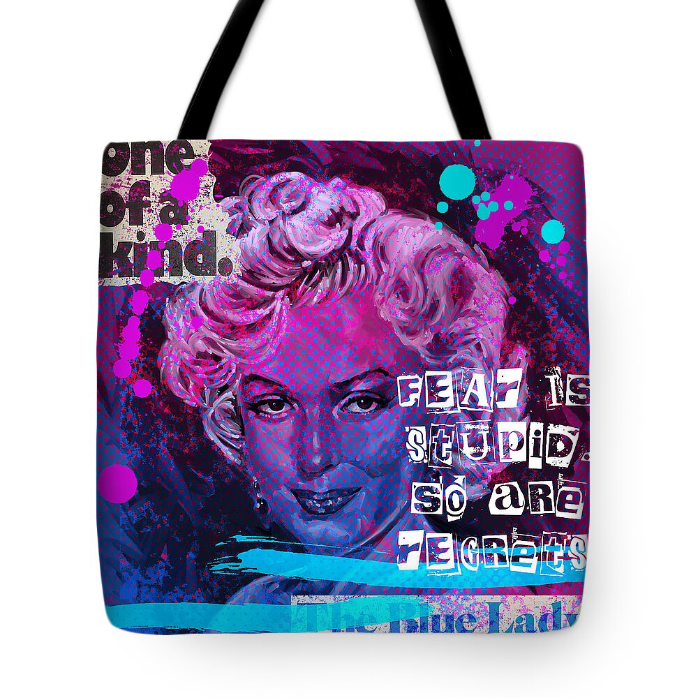 Marilyn Monroe Tote Bag featuring the drawing One of a Kind by Shawn Conn