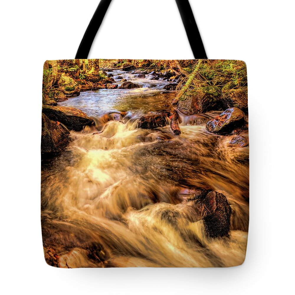 Waterfall Tote Bag featuring the photograph Ontonagon River Meandering Through The Pines by Dale Kauzlaric