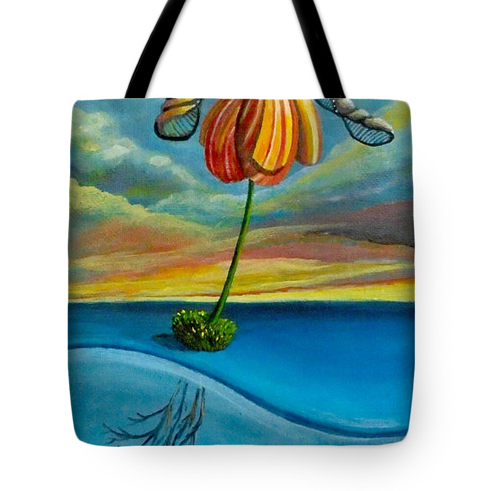 Flower Tote Bag featuring the painting Onwards by Mindy Huntress