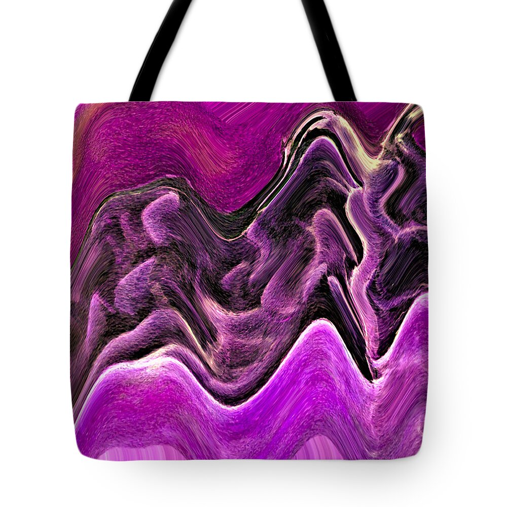 Abstract Tote Bag featuring the digital art Open Oyster Abstract - Purple by Ronald Mills