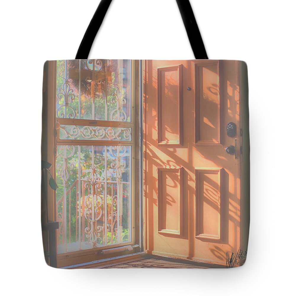 Orange Tote Bag featuring the digital art Open Door 2 by Leon deVose