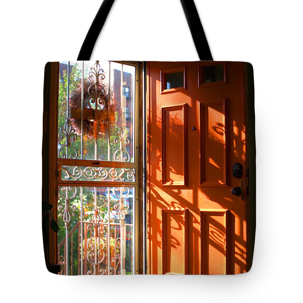 Orange Tote Bag featuring the digital art Open Door by Leon deVose