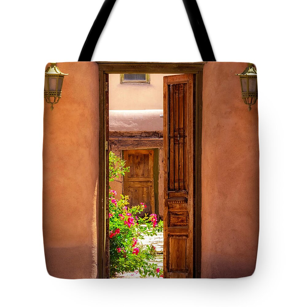 Taos Tote Bag featuring the photograph Open Door to a New Beginning by Elijah Rael