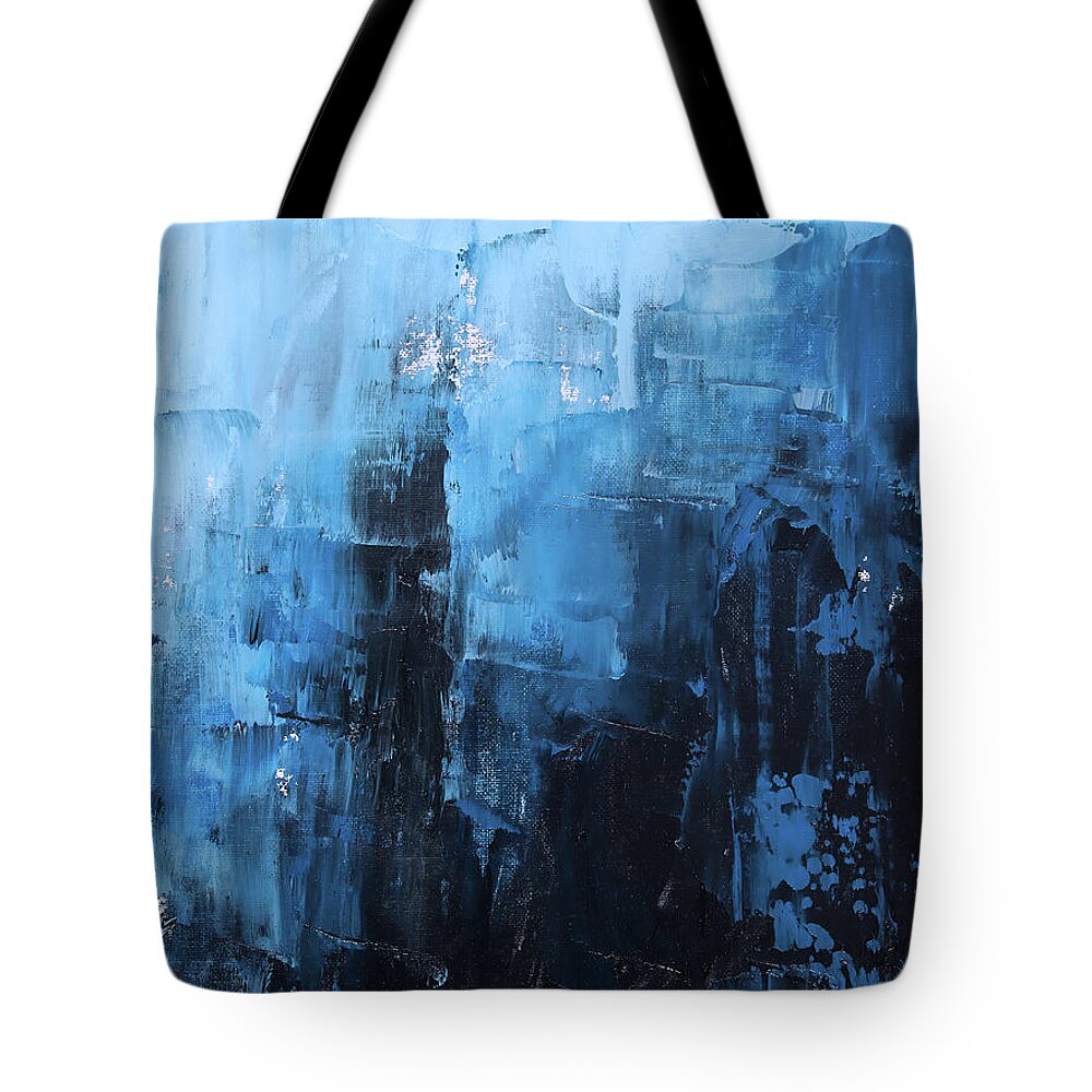 Blue Tote Bag featuring the painting Open sea by Sv Bell