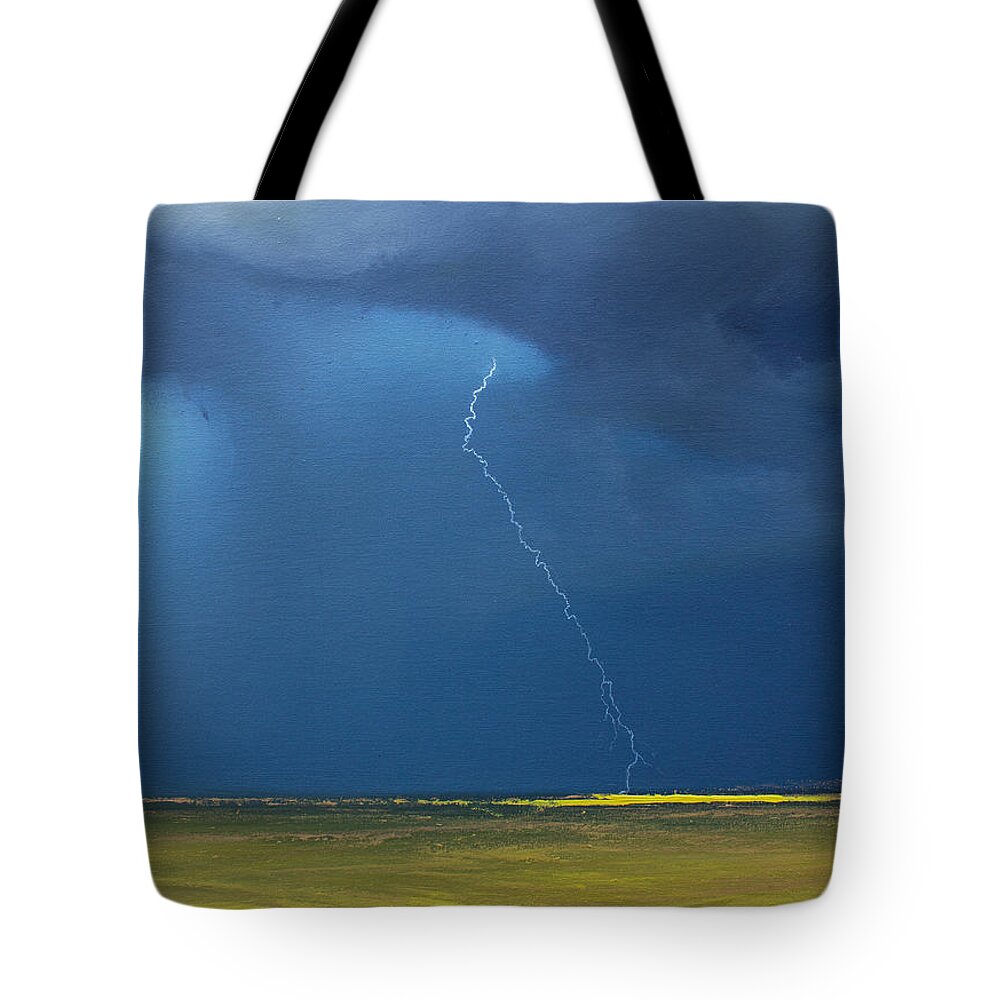 Derek Kaplan Tote Bag featuring the painting Opt.3.21 'Storm' by Derek Kaplan
