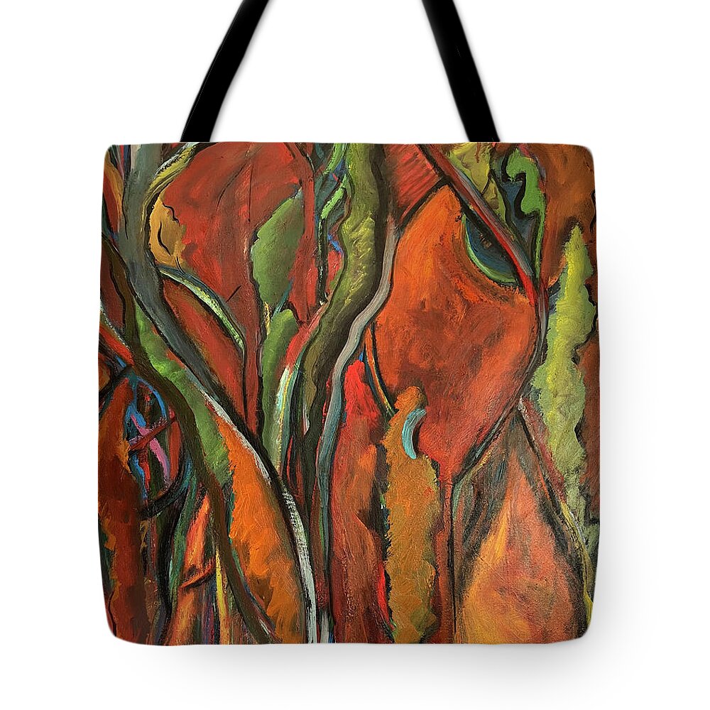 Katt Yanda Tote Bag featuring the painting Orange Abstract by Katt Yanda